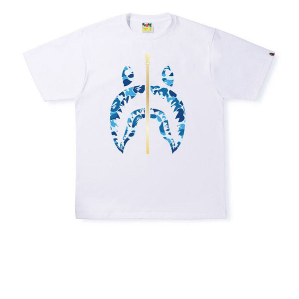 BAPE ABC CAMO SHARK TEE WHITE BLUE