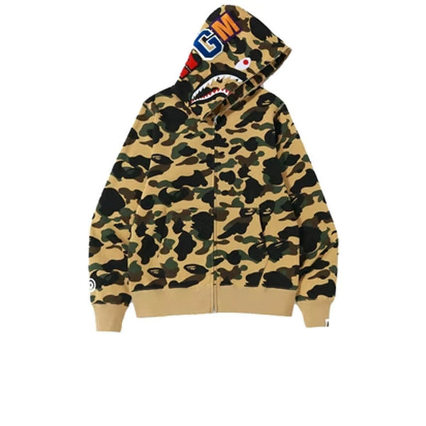 BAPE 1ST CAMO SHARK WGM FULL ZIP HOODIE YELLOW