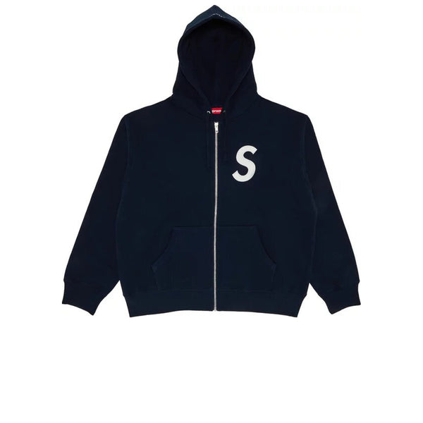 SUPREME S LOGO ZIP UP HOODED SWEATSHIRT NAVY FW24