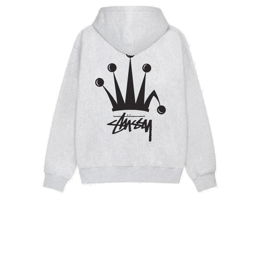 STUSSY REGAL CROWN ZIP HOODIE ASH HEATHER