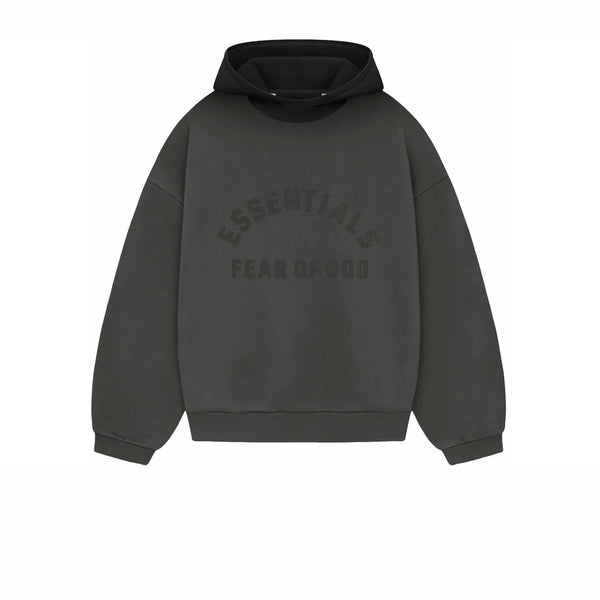 FEAR OF GOD ESSENTIALS KIDS NYLON FLEECE HOODIE INK JET BLACK FW23