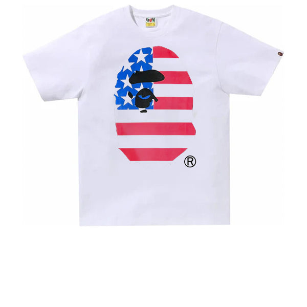 BAPE USA FLAG BIG APE HEAD TEE WHITE