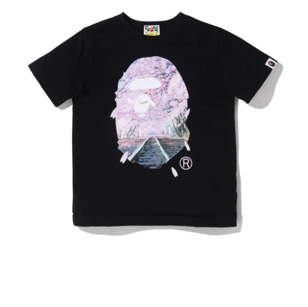 BAPE SAKURA PHOTO APE HEAD TEE BLACK SS22