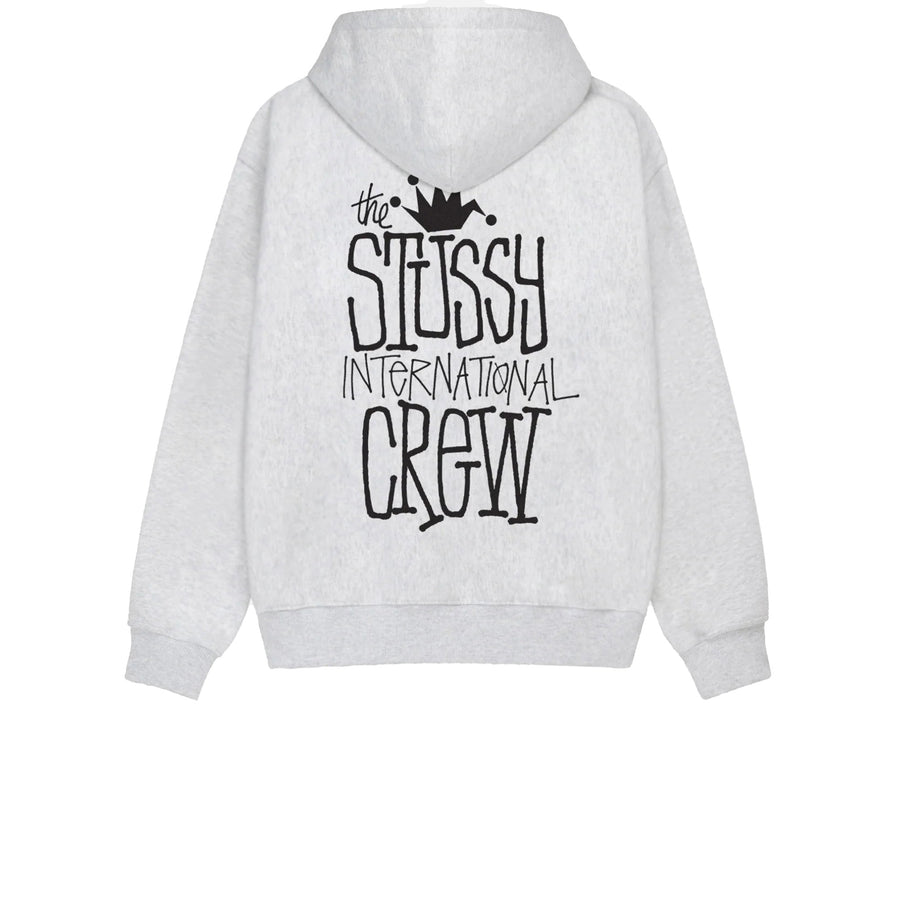 STUSSY CROWN INTERNATIONAL HOODIE ASH HEATHER