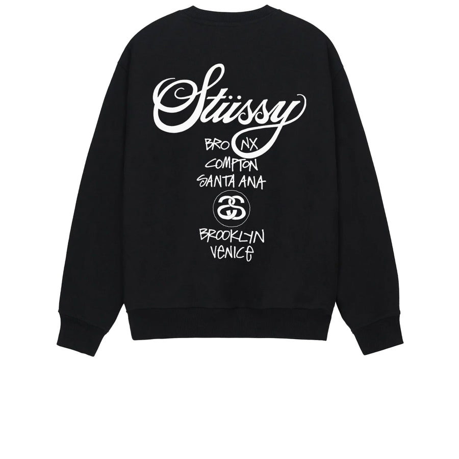 STUSSY WORLD TOUR CREW BLACK