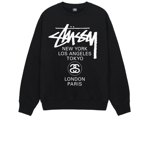 STUSSY WORLD TOUR CREW BLACK