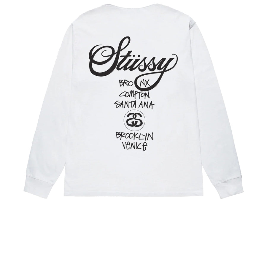 STUSSY WORLD TOUR LS TEE WHITE