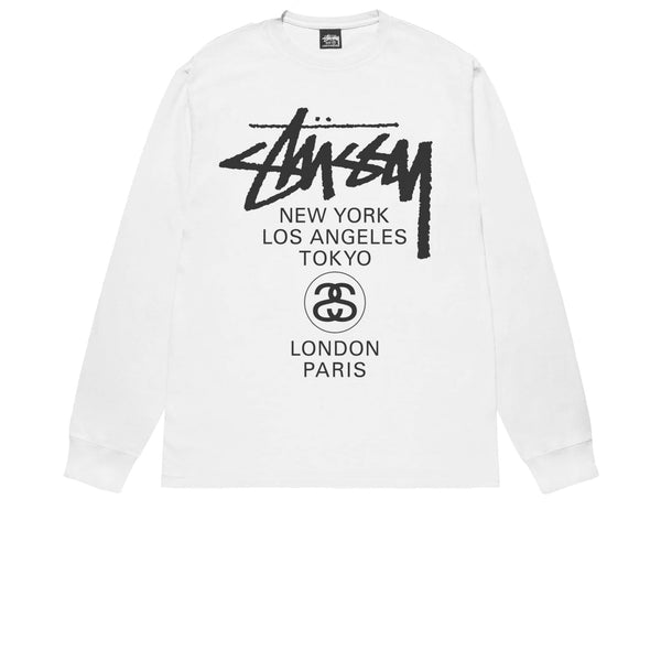 STUSSY WORLD TOUR LS TEE WHITE