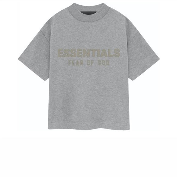 FEAR OF GOD ESSENTIALS KIDS S/S TEE DARK HEATHER OATMEAL FW23