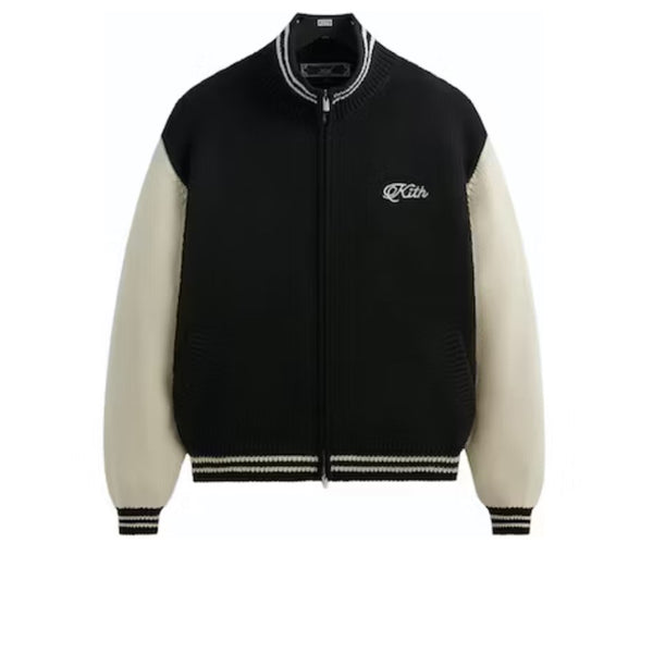 KITH WYONA FULL ZIP VARSITY SWEATER BLACK FW23