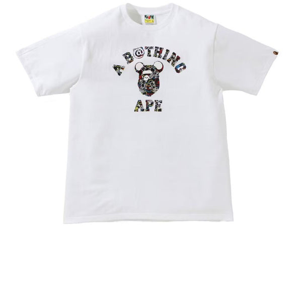 BAPE X BEARBRICK CAMO BEAR COLLEGE TEE WHITE FW21