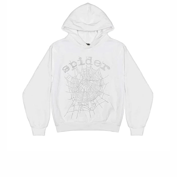 SP5DER RHINESTONE LOGO HOODIE WHITE SS22