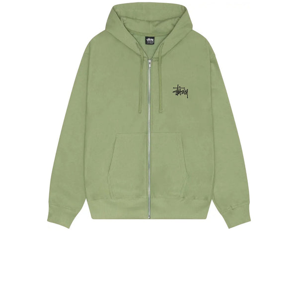 STUSSY BASIC STUSSY ZIP HOODIE MOSS