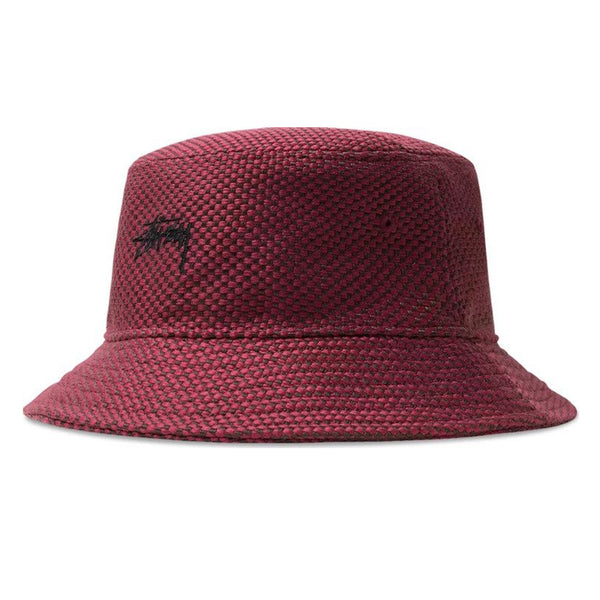 STUSSY JUTE WEAVE BUCKET HAT RED