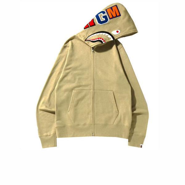 BAPE SHARK FULL ZIP HOODIE BEIGE SS22