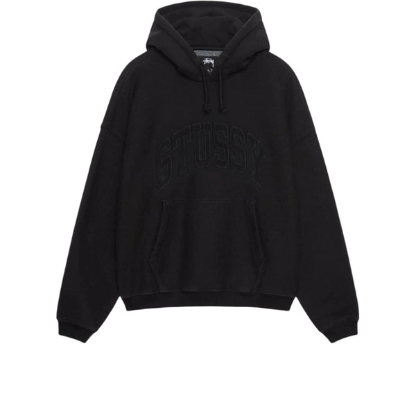 STUSSY EMBROIDERED RELAXED HOODIE WASHED BLACK