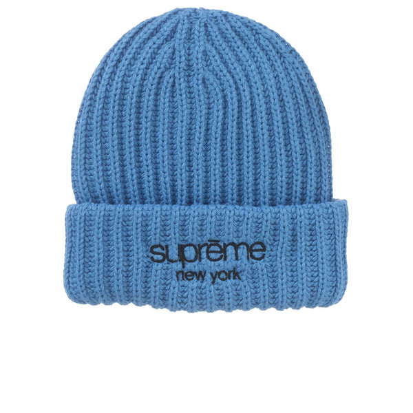 SUPREME CLASSIC LOGO CHUNKY RIBBED BEANIE BLUE FW24