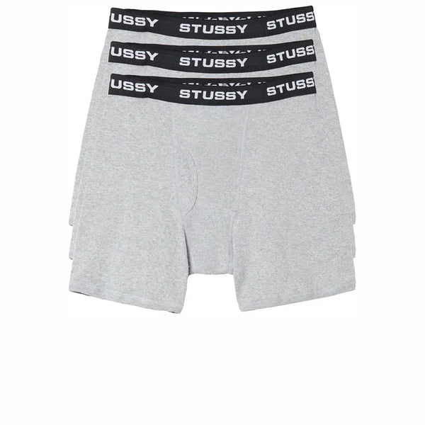 STUSSY BOXER BRIEFS 3 PACK HEATHER GREY