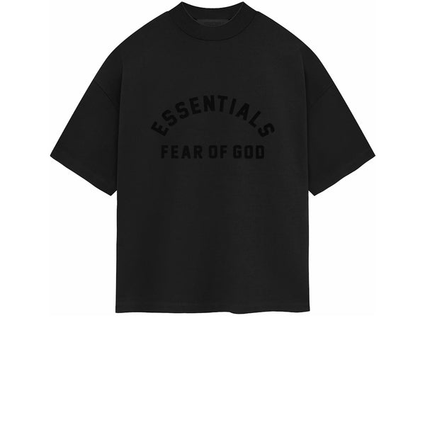 FEAR OF GOD ESSENTIALS HEAVY JERSEY CREWNECK TEE JET BLACK SS24