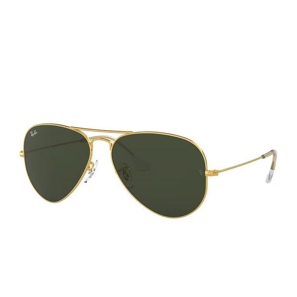 RAY-BAN LARGE AVIATOR SUNGLASSES GOLD G15 GREEN LENS