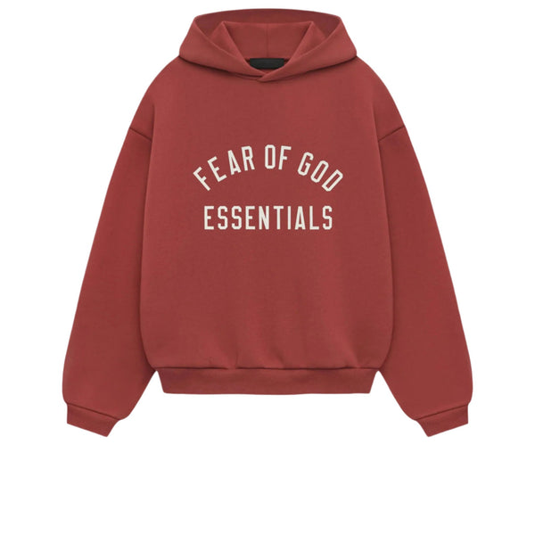 FEAR OF GOD ESSENTIALS KIDS FLEECE HOODIE CRIMSON FW24