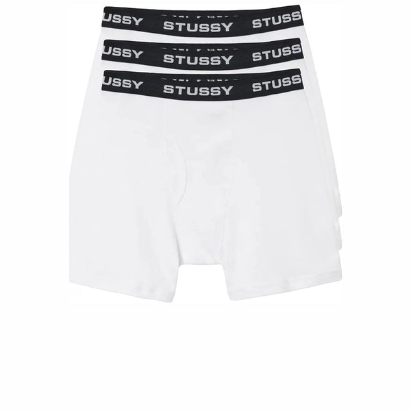 STUSSY BOXER BRIEFS 3 PACK WHITE