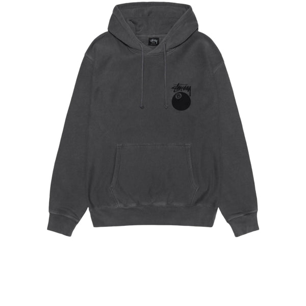 STUSSY 8 BALL PIGMENT DYED HOODIE BLACK