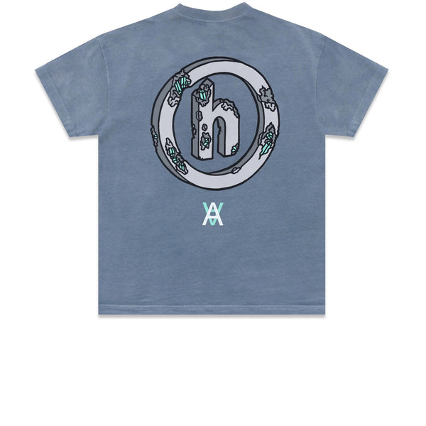 HIDDEN ERODED H LOGO TEE VINTAGE WASH BLUE