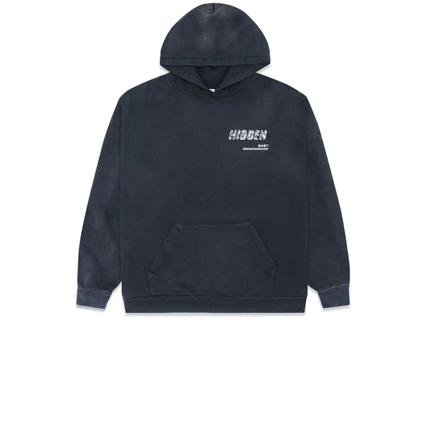 HIDDEN ERODED H LOGO HOODIE VINTAGE WASH BLACK