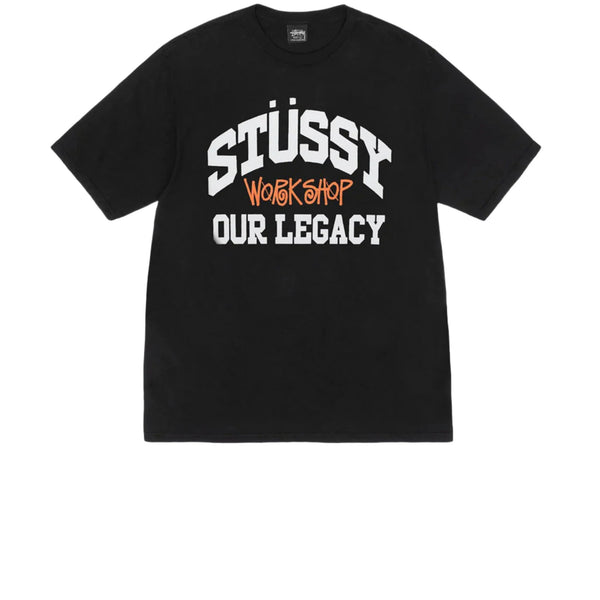 STUSSY X OUR LEGACY WORK SHOP COLLEGIATE PIGMENT DYED TEE BLACK