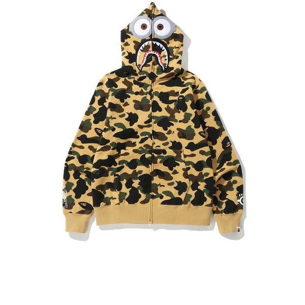 BAPE X MINIONS 1ST CAMO SHARK FULL ZIP HOODIE YELLOW