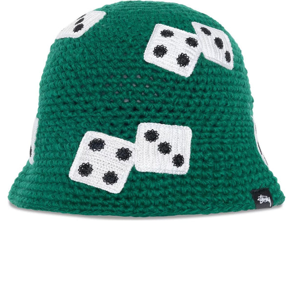 STUSSY DICE KNIT BUCKET HAT GREEN