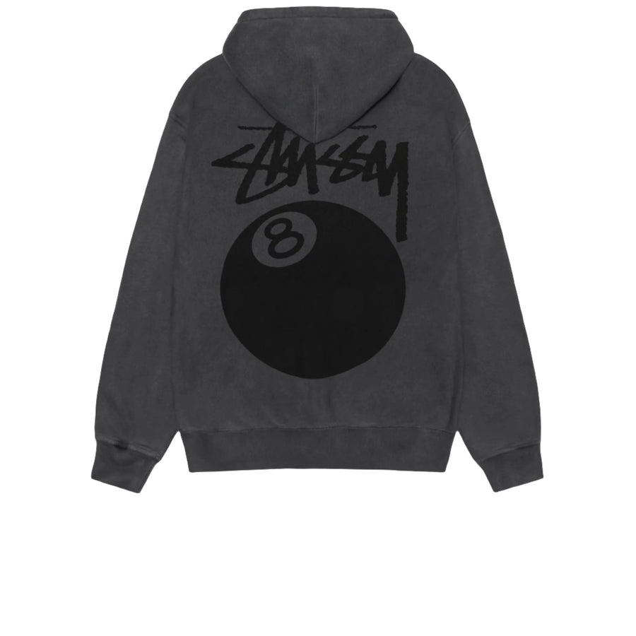 STUSSY 8 BALL ZIP HOODIE PIGMENT DYED BLACK