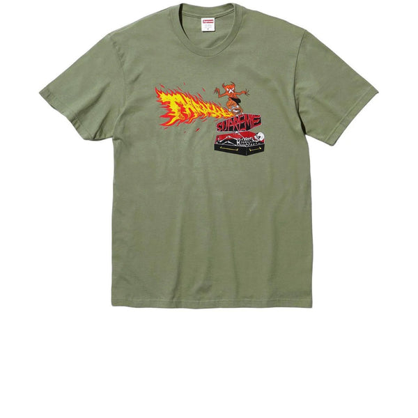 SUPREME THRASHER BACK TAIL TEE OLIVE FW24