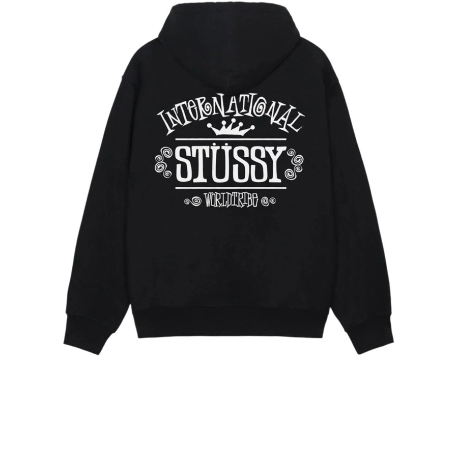 STUSSY WORLDWIDE ZIP HOODIE BLACK