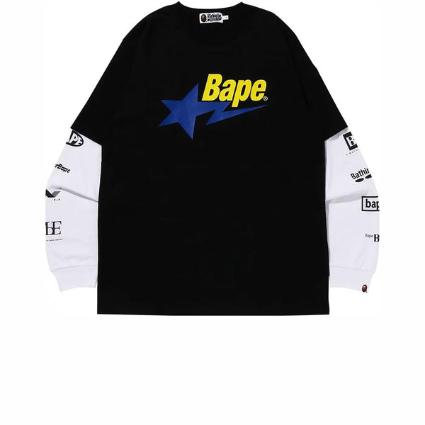 BAPE STA LAYERD LONG SLEEVE TEE BLACK