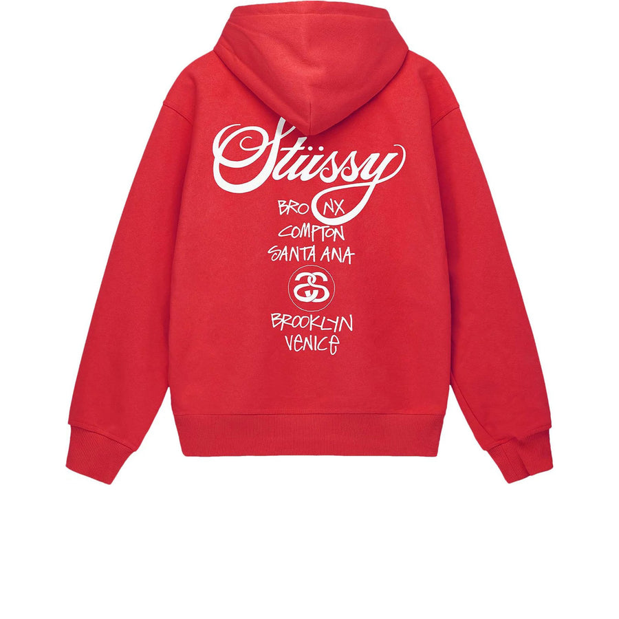 STUSSY WORLD TOUR HOODIE RED