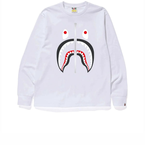 BAPE SHARK LONG SLEEVE TEE WHITE