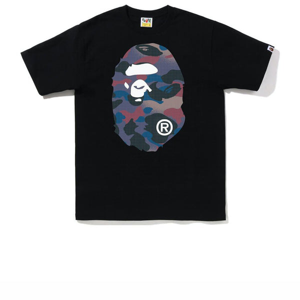 BAPE GRID CAMO BIG APE HEAD TEE BLACK PURPLE