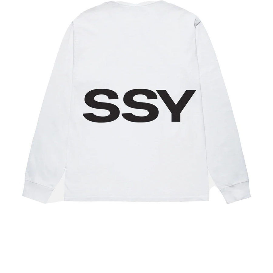 STUSSY ALL CAPS LONG SLEEVE TEE WHITE