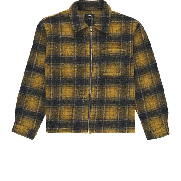 STUSSY WOOL PLAID ZIP SHIRT YELLOW