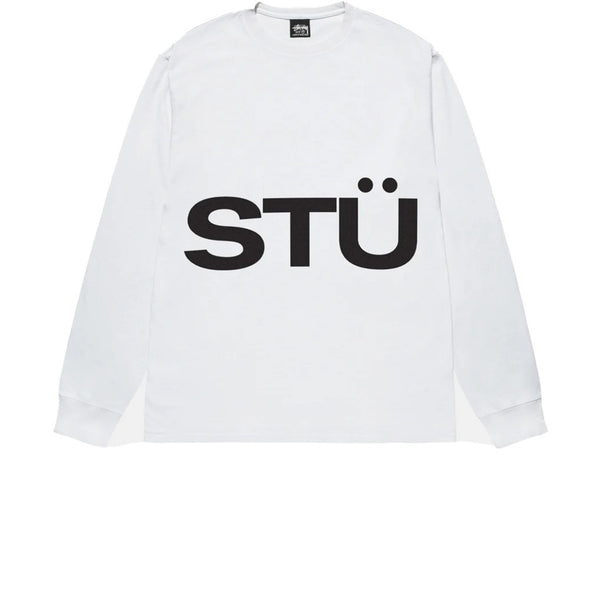 STUSSY ALL CAPS LONG SLEEVE TEE WHITE