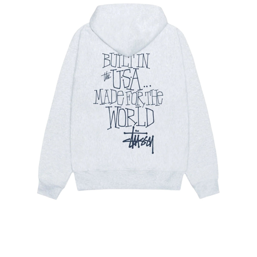 STUSSY BUILT IN USA HOODIE ASH HEATHER