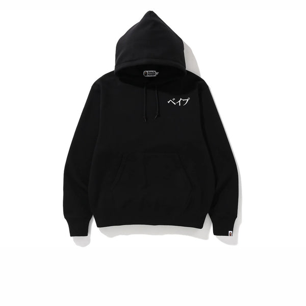 BAPE EMBROIDERY RELAXED PULLOVER HOODIE BLACK