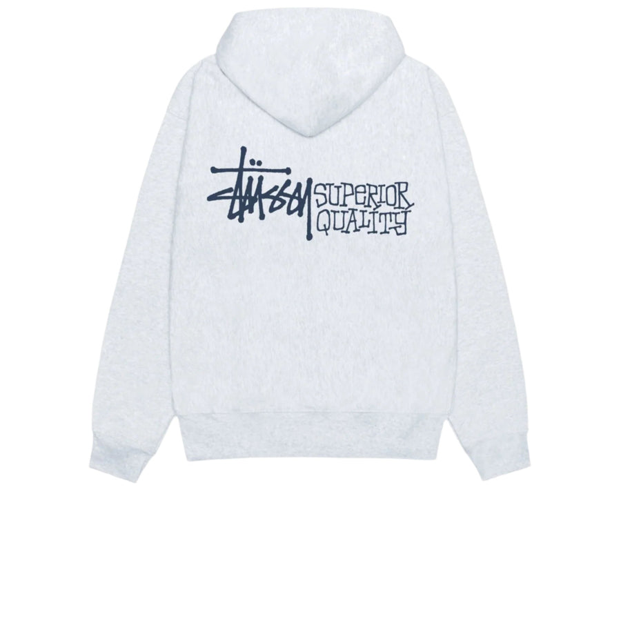 STUSSY SUPERIOR QUALITY ZIP HOODIE ASH HEATHER