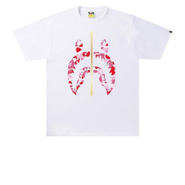 BAPE ABC CAMO SHARK TEE WHITE PINK