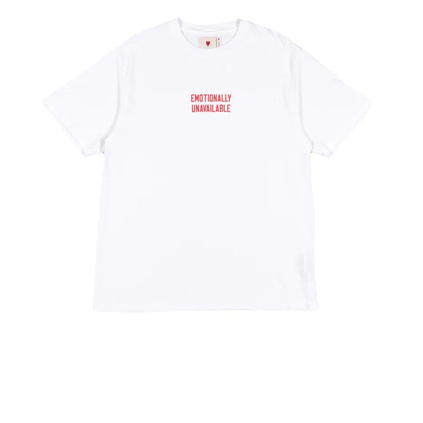 EMOTIONALLY UNAVAILABLE WORDMARK TEE WHITE