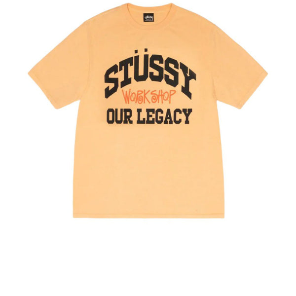 STUSSY X OUR LEGACY WORK SHOP COLLEGIATE TEE PIGMENT DYED PEACH