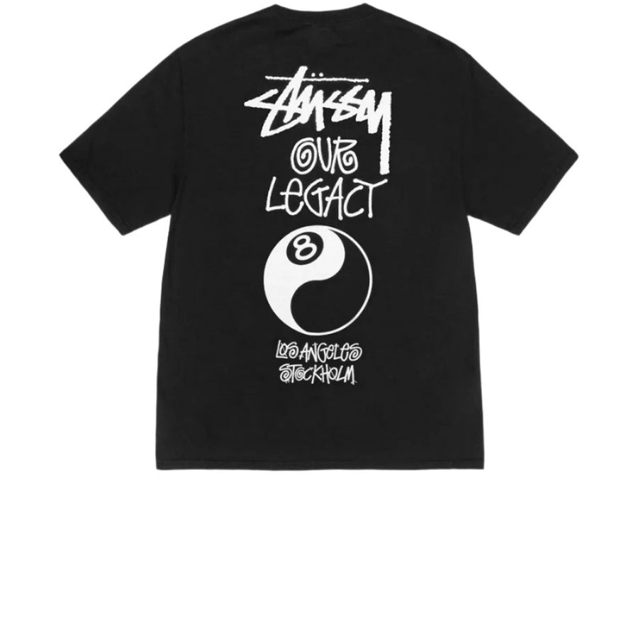 STUSSY X OUR LEGACY WORK SHOP 8 BALL YIN YANG PIGMENT DYED TEE BLACK