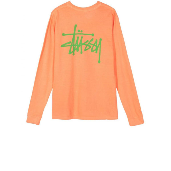 STUSSY BASIC STUSSY PIG DYED LS TEE NEON ORANGE